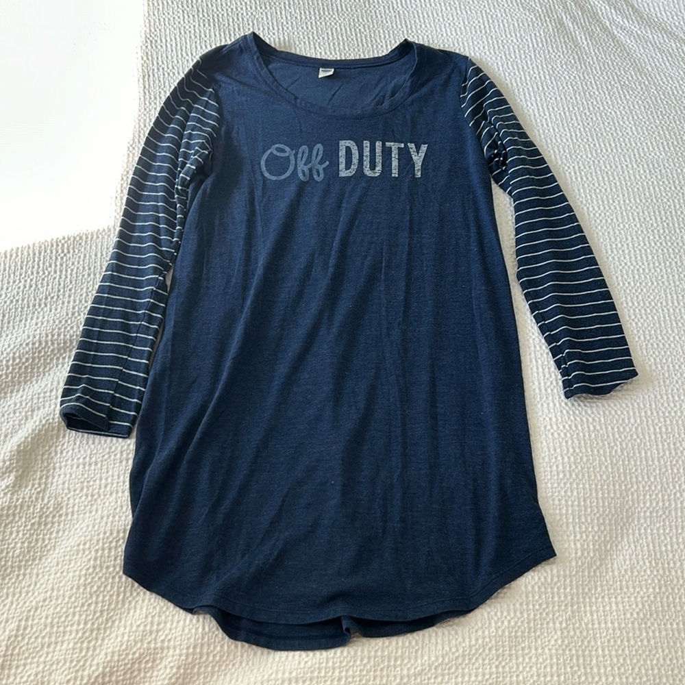 Old Navy Dark Blue Long Sleeve Sleep Dress Lounge Off Duty Stripes